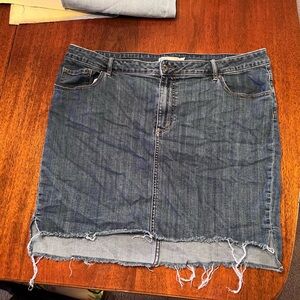 Denim Blue Skirt Raw Hem